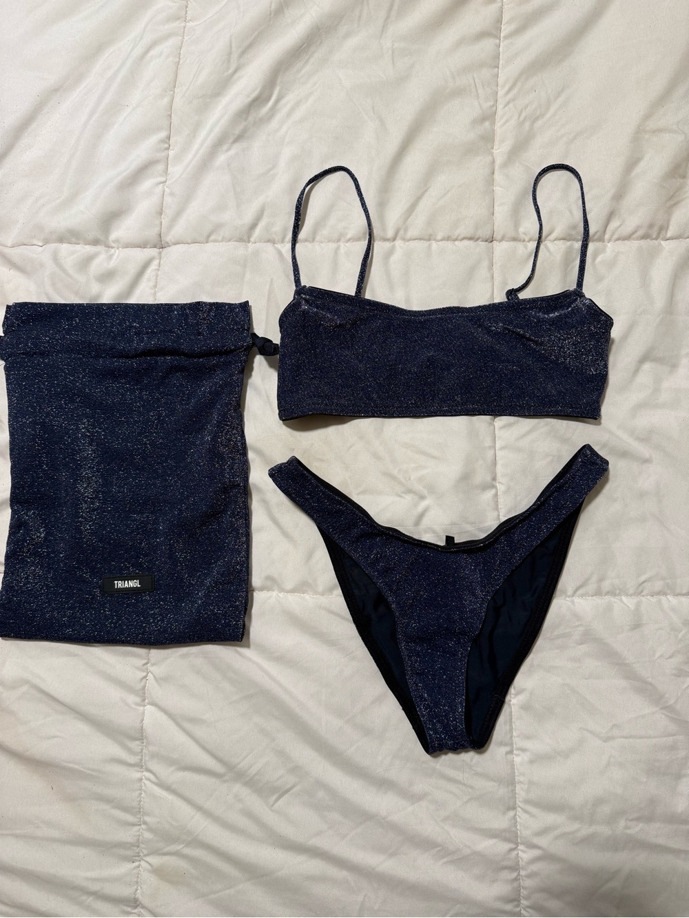 triangl swimwear Navy Glitter Bikini Top